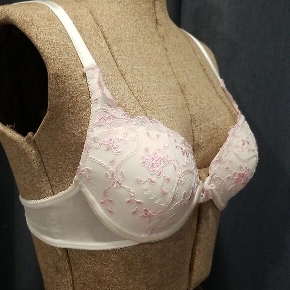 Vintage Wonder bra with padded embroider 34B baige and pink NWOT - Picture 6 of 8